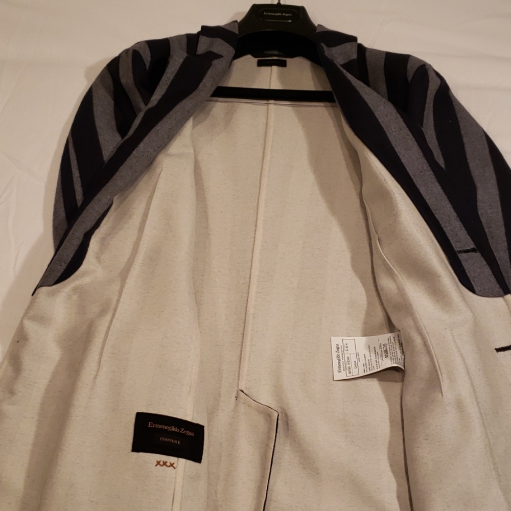 Ermenegildo Zegna Couture Striped Cashmere CarCoat - Picture 5 of 8